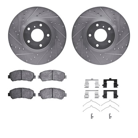 DYNAMIC FRICTION CO 7312-67115, Rotors-Drilled, Slotted-SLV w/3000 Series Ceramic Brake Pads incl. Hardware, Zinc Coat 7312-67115